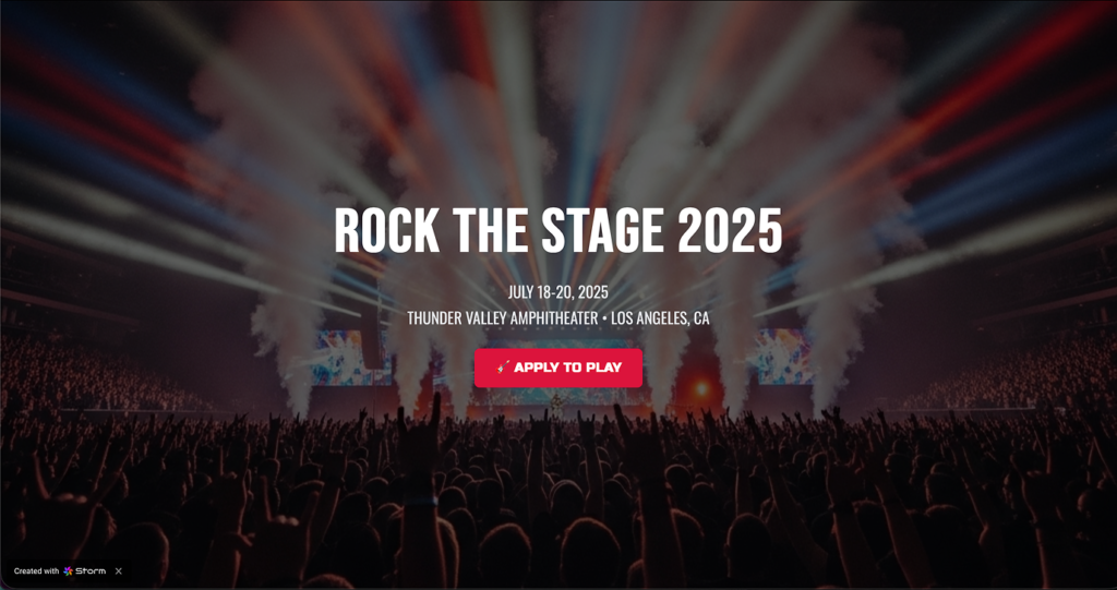Music festival application website